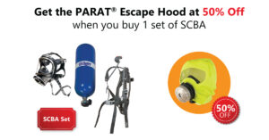 Get Draeger PARAT escape hood at 50% off when you buy 1 set of SCBA.